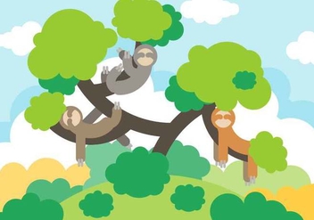 Free Cartoon Sloth Vector - vector gratuit #401331